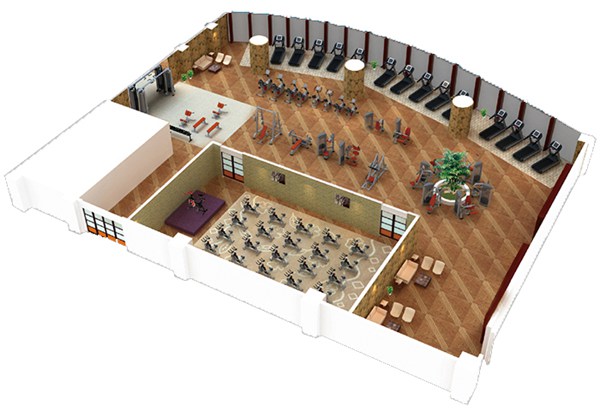 500平方健身房配置方案-广西bsports(中国)体育健身器材有限公司官网