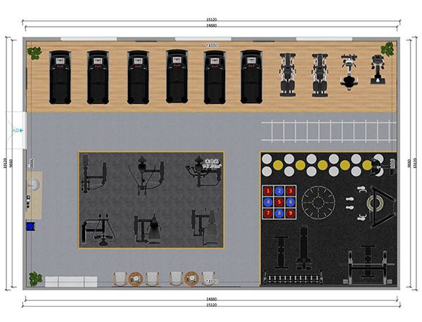 120平方健身房配置方案-广西bsports(中国)体育健身器材有限公司官网